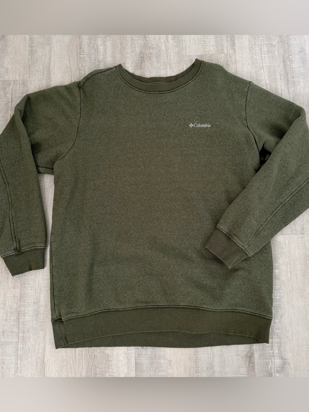 Columbia Mens Olive Crewneck Sweater, Large